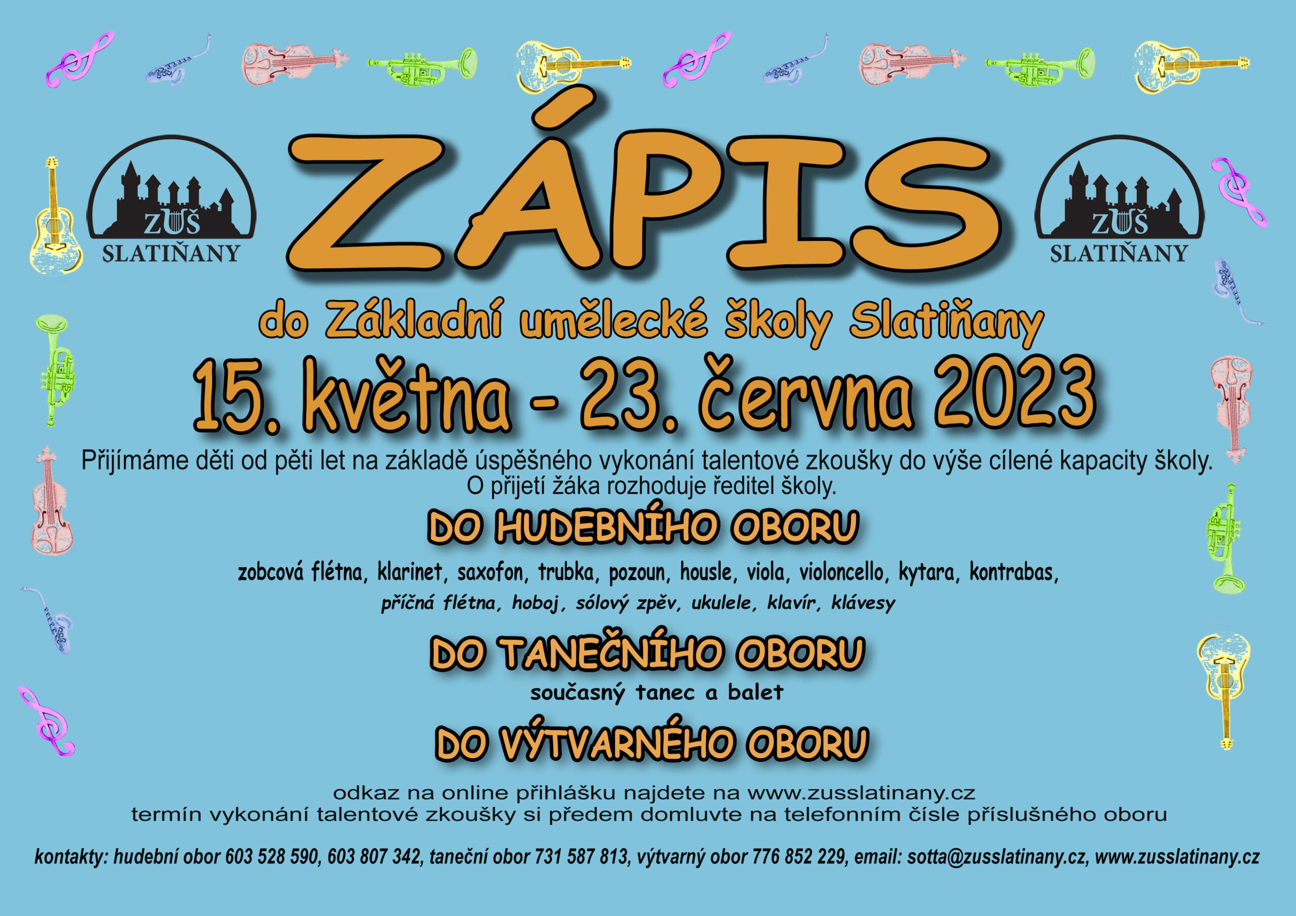 Zápis nových žáků na ZUŠ Slatiňany