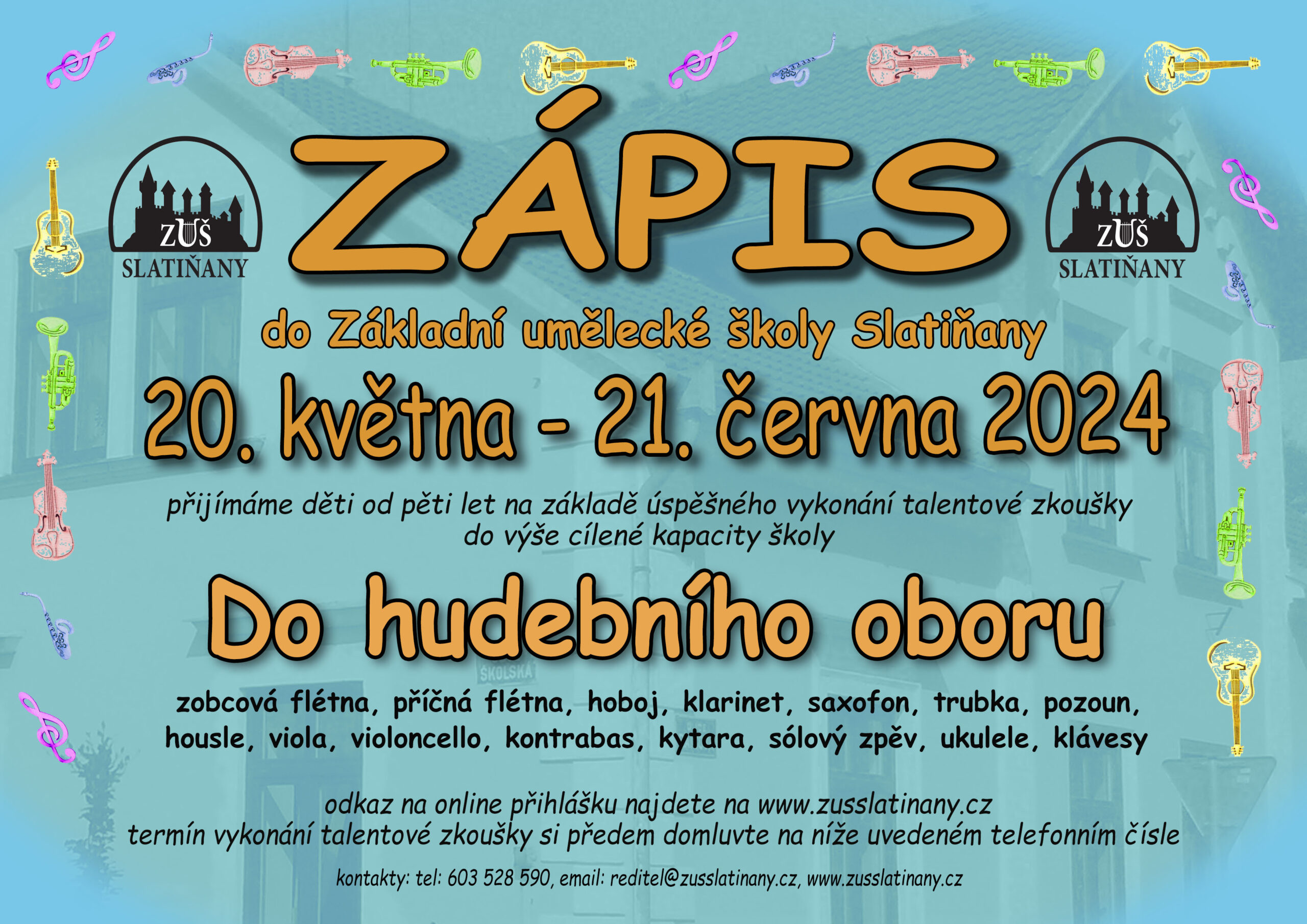 Zápis nových žáků do hudebního oboru pro školní rok 2024/2025