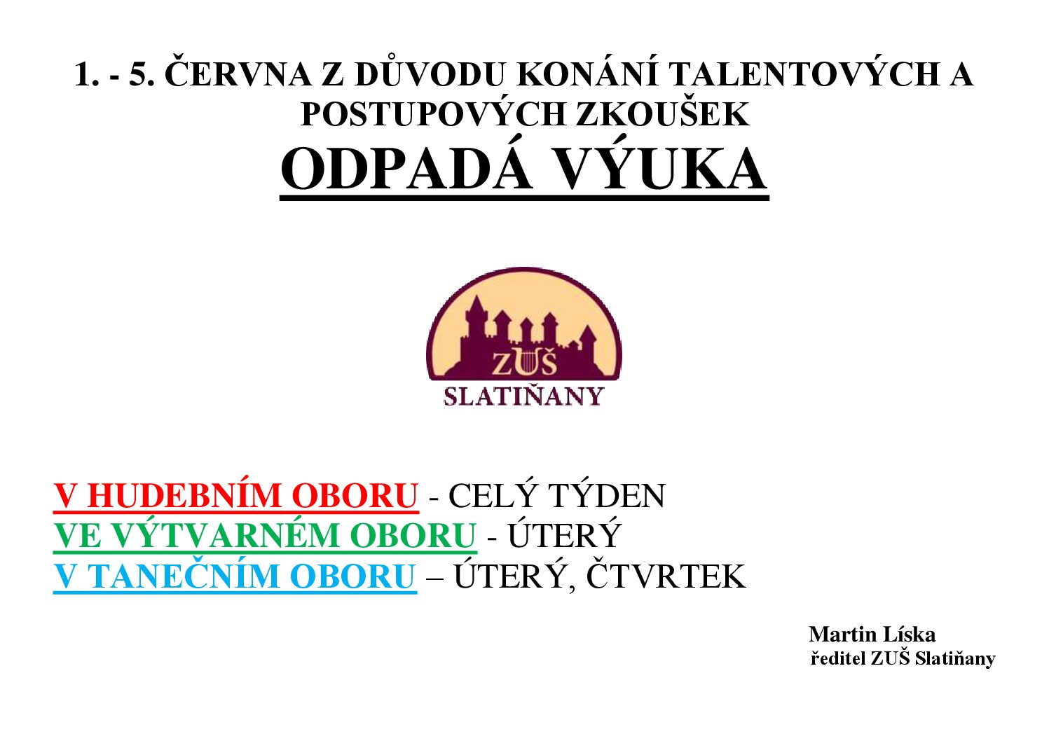 Týden postupových zkoušek 1. – 5. června