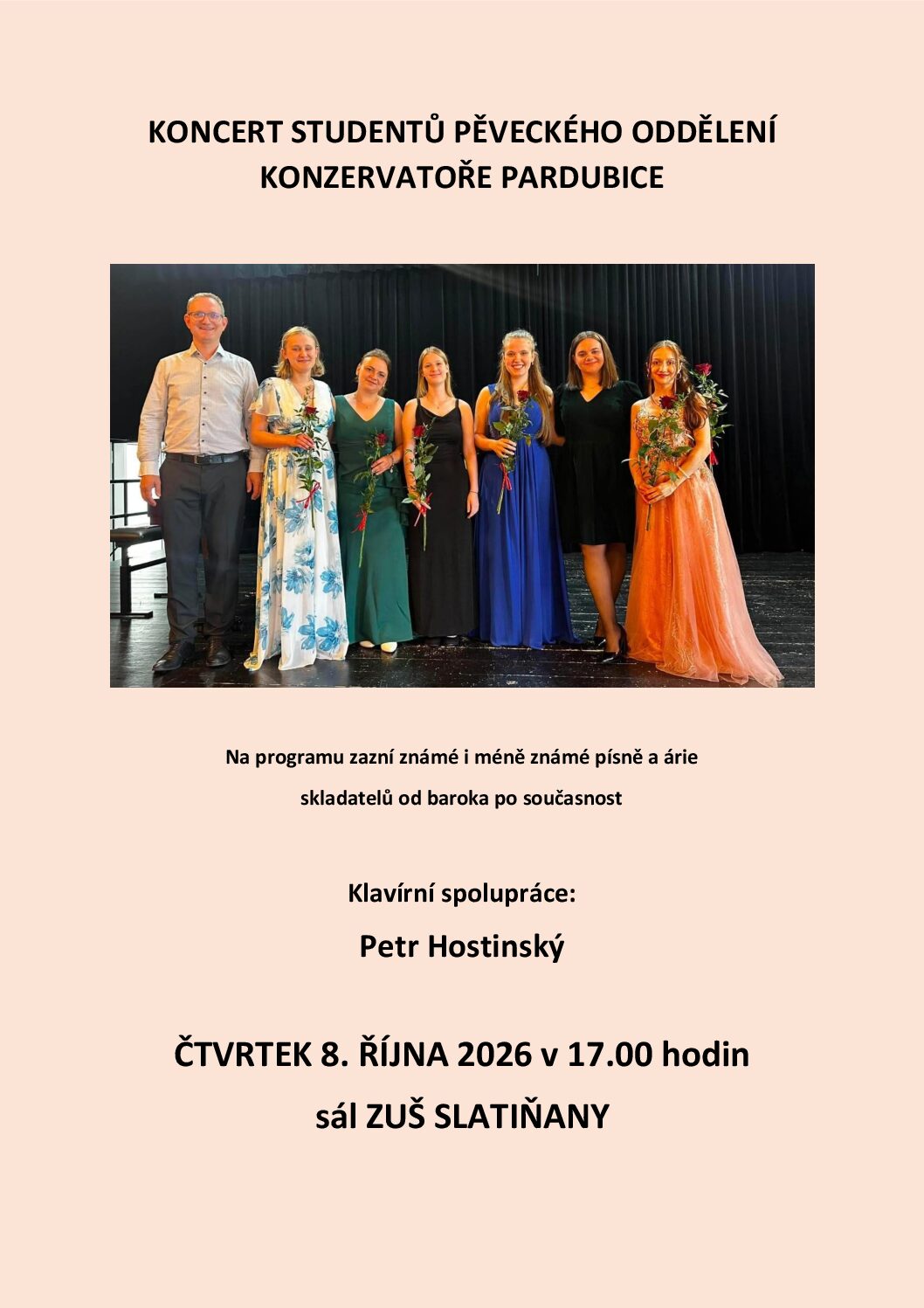 Koncert studentů pěveckého oddělení Konzervatoře Pardubice